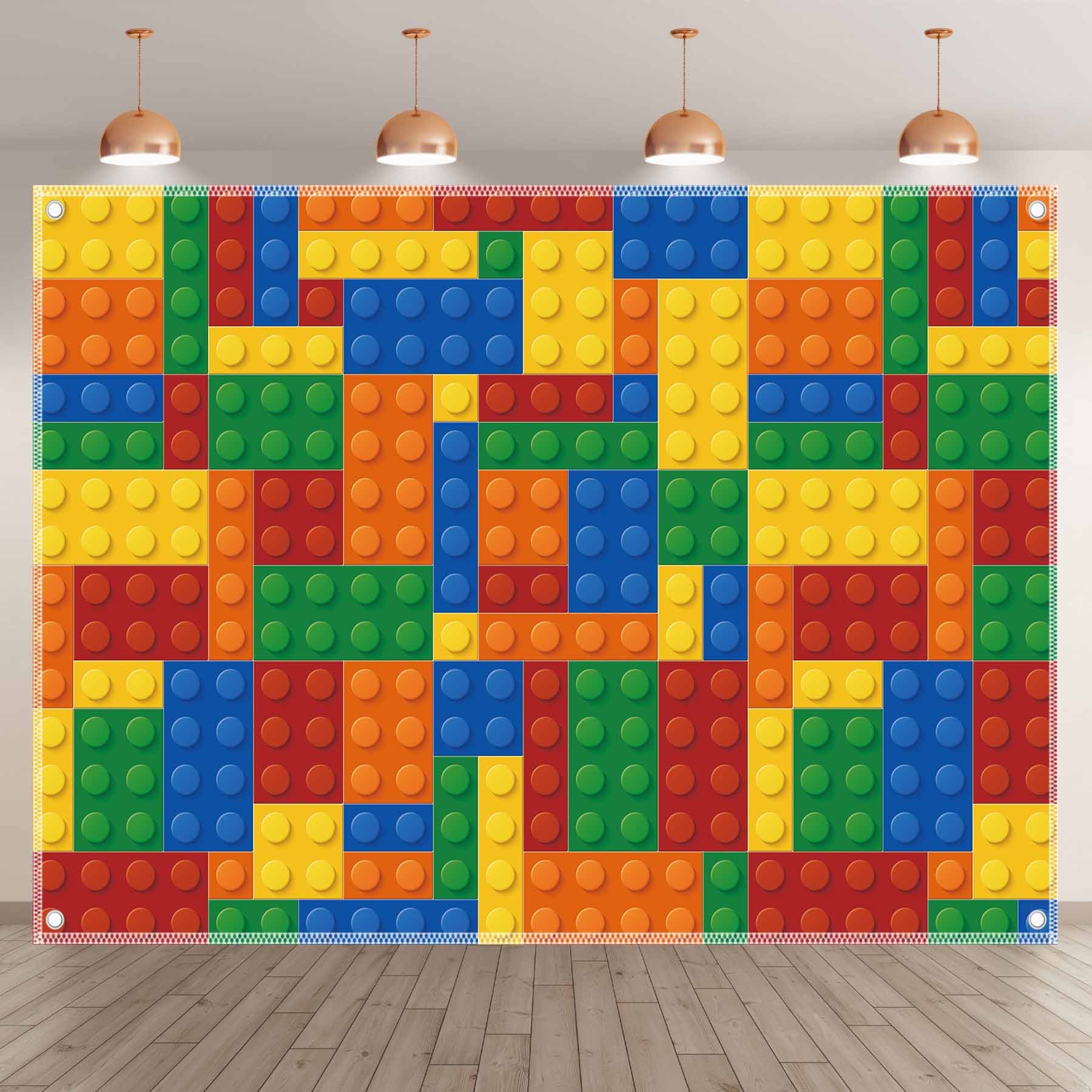 Building Blocks Theme Birthday Colored Toy Bricks Background(FAST) - UUFelice Studio