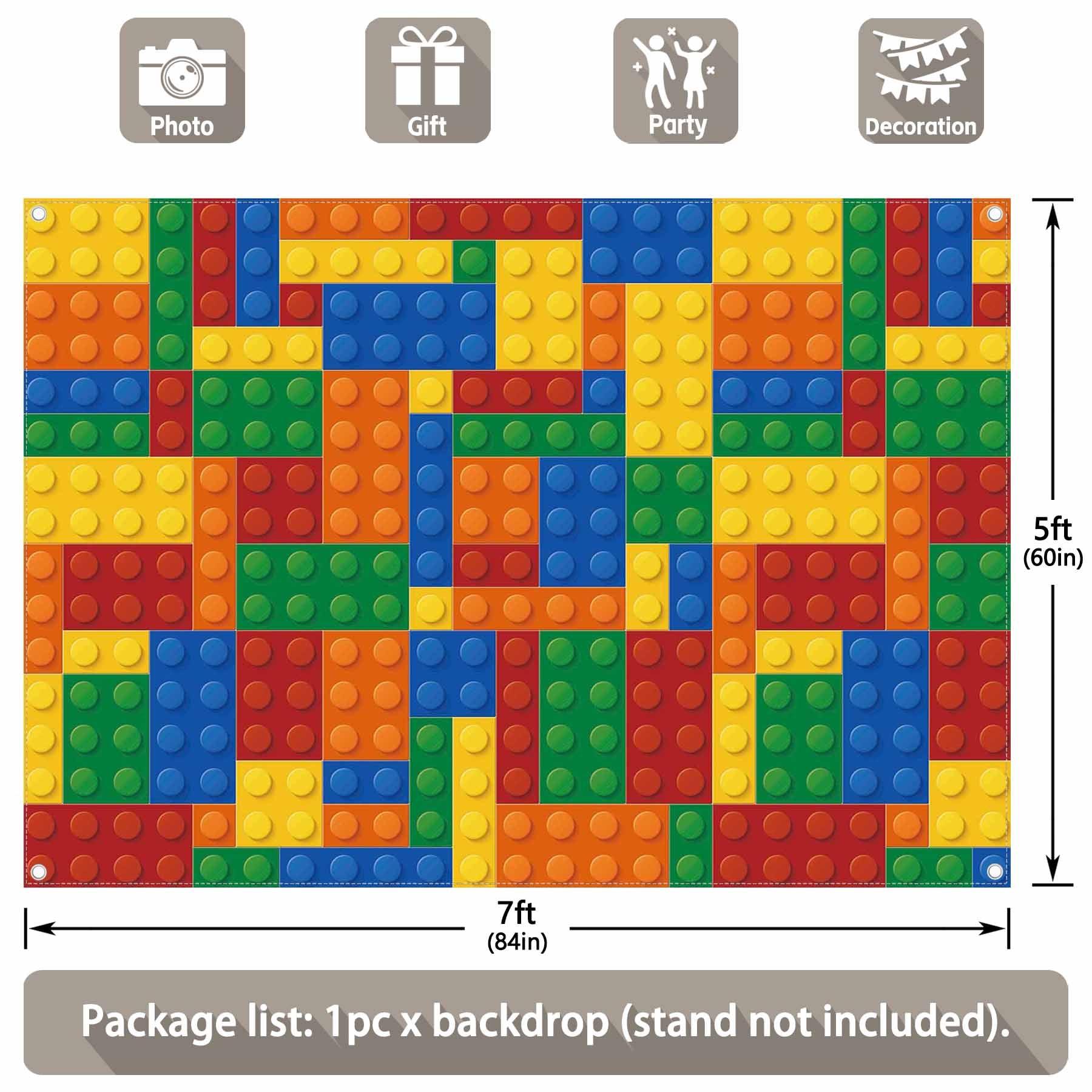 Building Blocks Theme Birthday Colored Toy Bricks Background(FAST) - UUFelice Studio