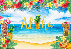 Aloha Luau Hawaiian Party Decorations Tropical Backdrop(FAST)