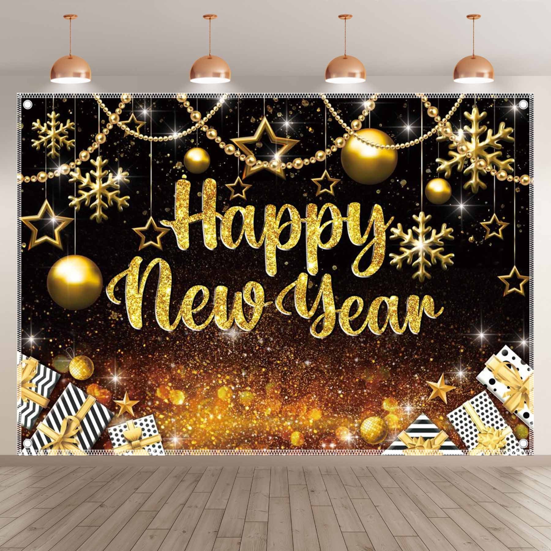 Black and Gold Happy New Year Backdrop(FAST)