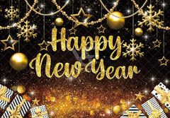 Black and Gold Happy New Year Backdrop(FAST)