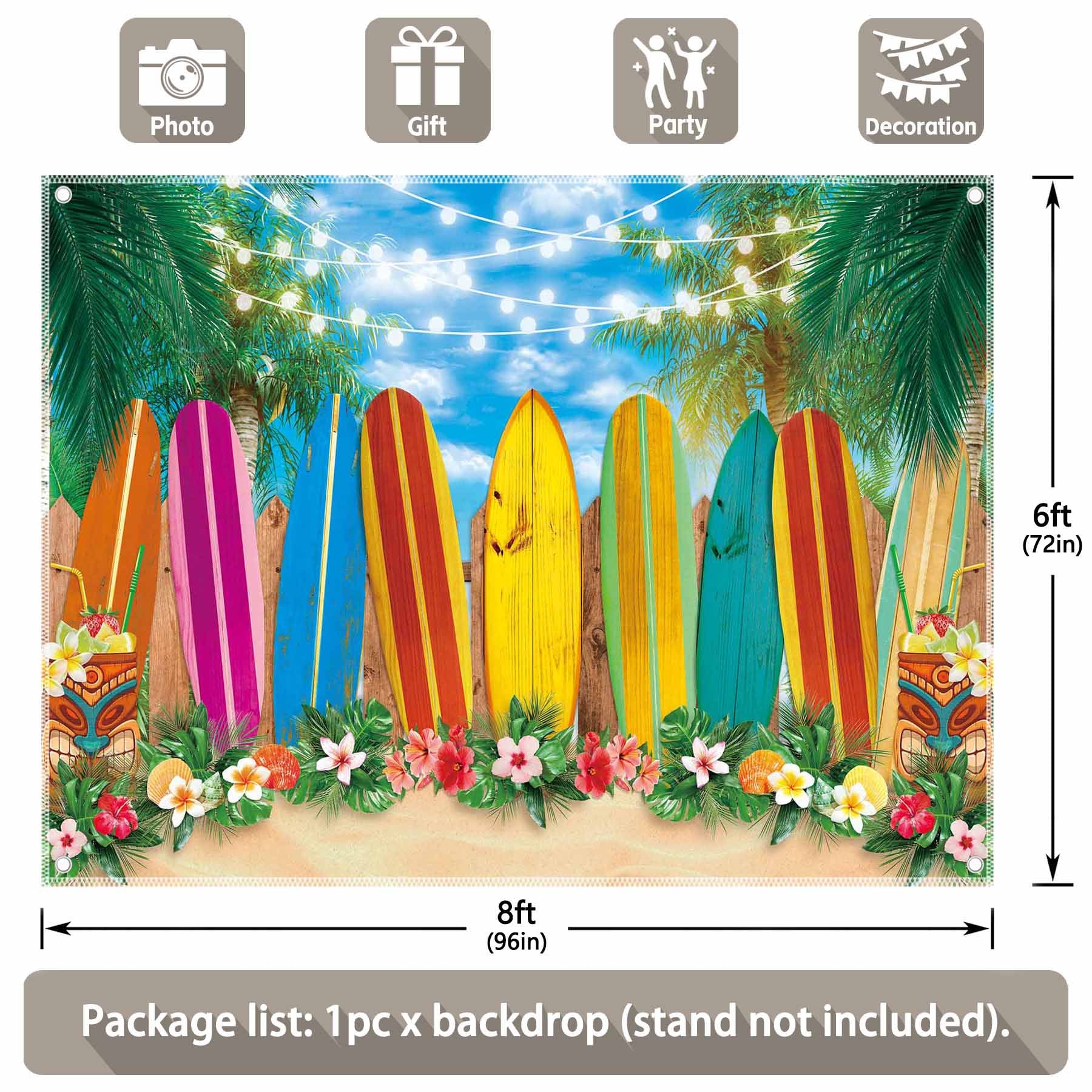 Summer Surfboard Beach Hawaiian Luau Background(FAST) - UUFelice Studio