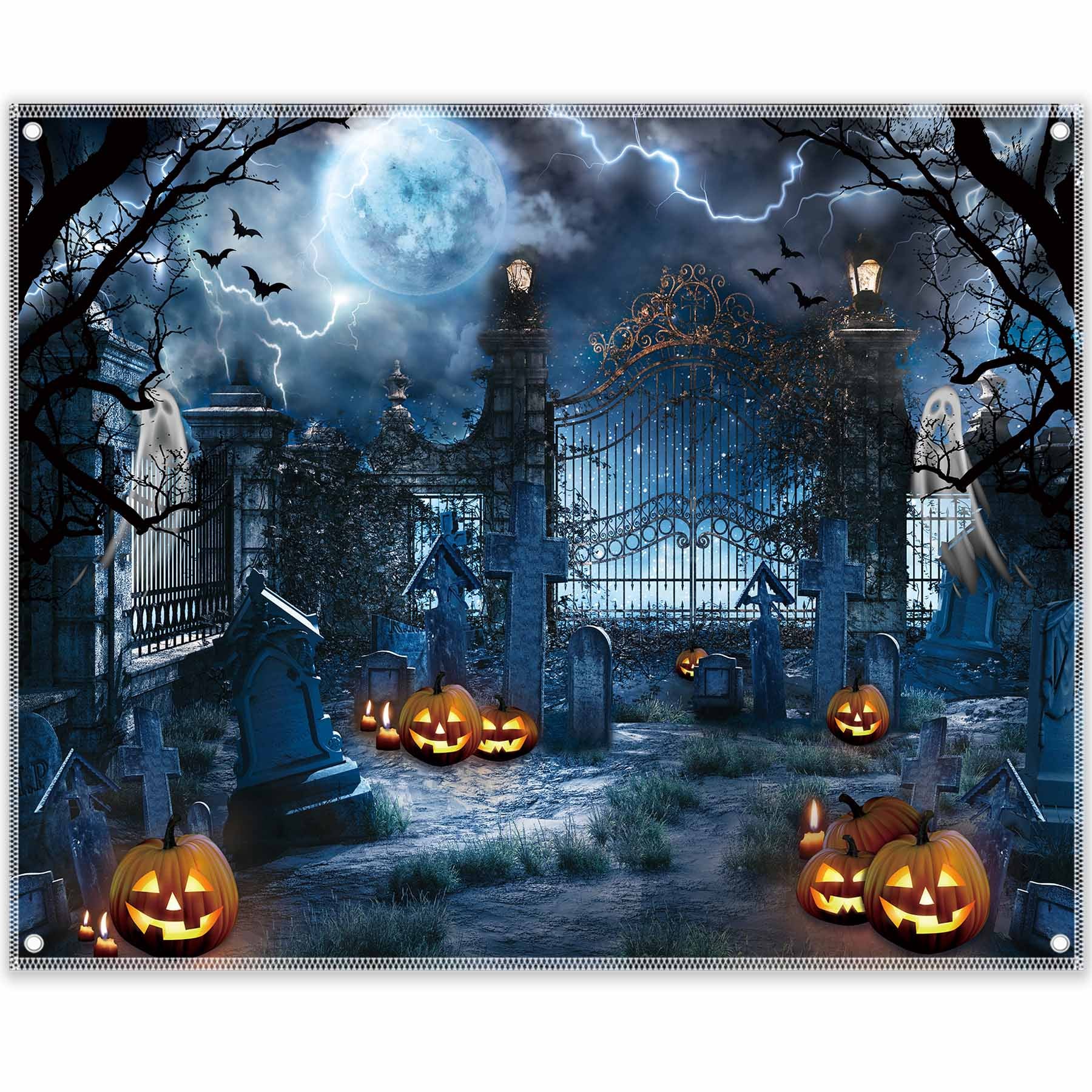 Halloween Haunted Graveyard Pumpkin Lantern Background(FAST) - UUFelice Studio