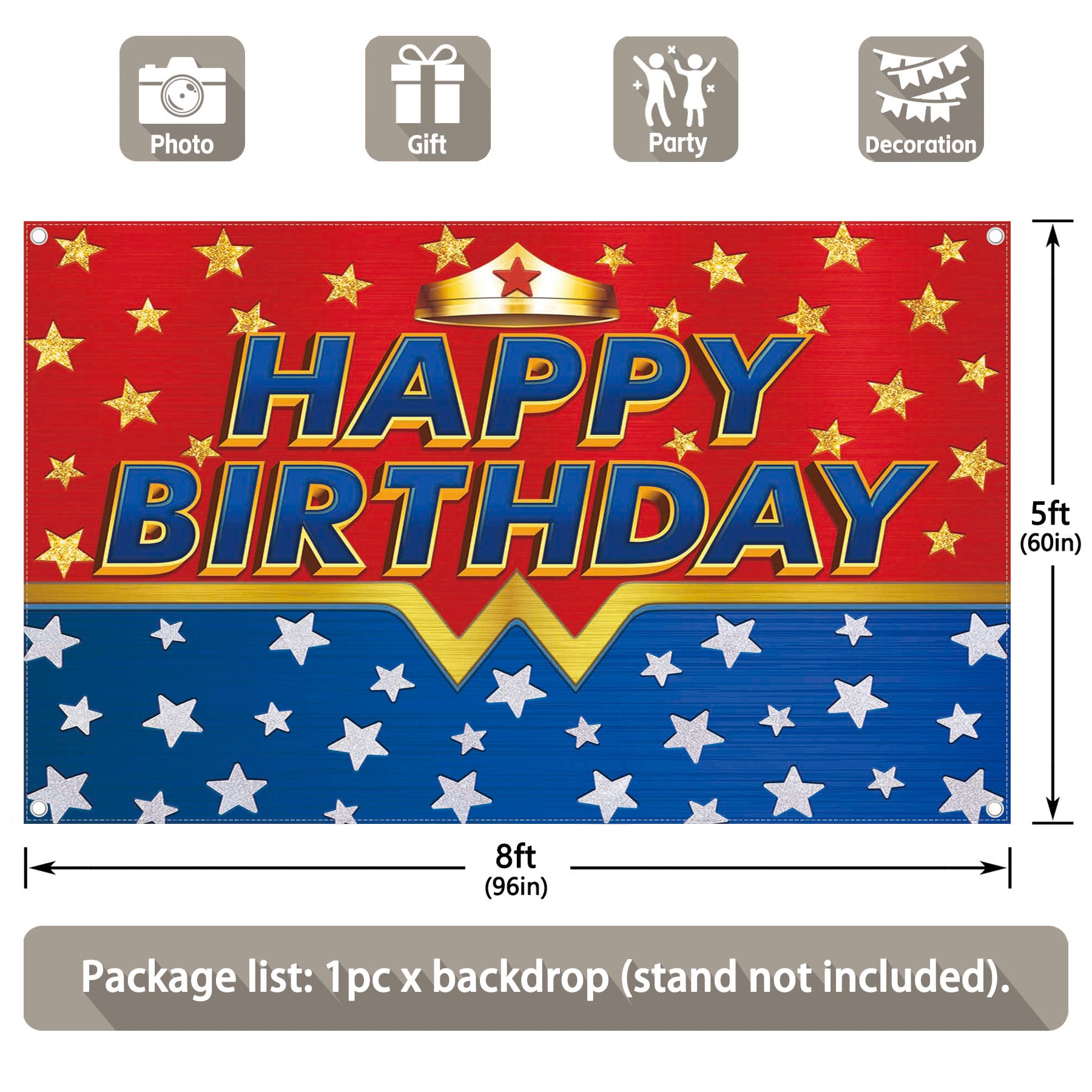 Happy Birthday American Star Red And Blue Backdrop - UUFelice Studio