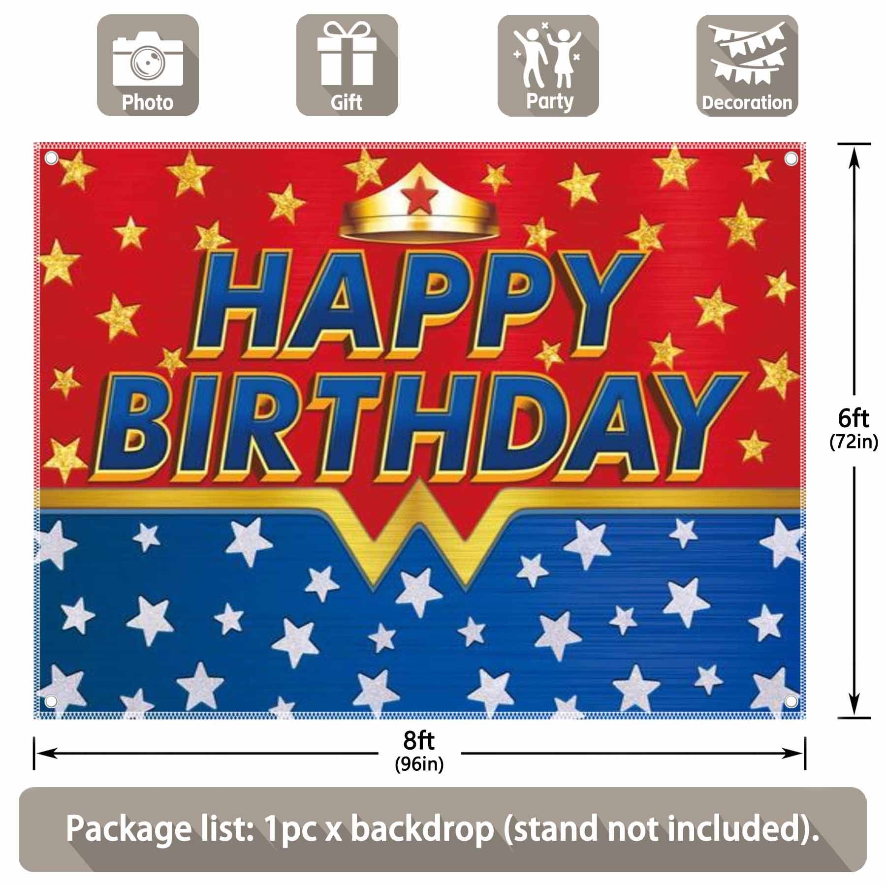 Happy Birthday American Star Red And Blue Backdrop - UUFelice Studio