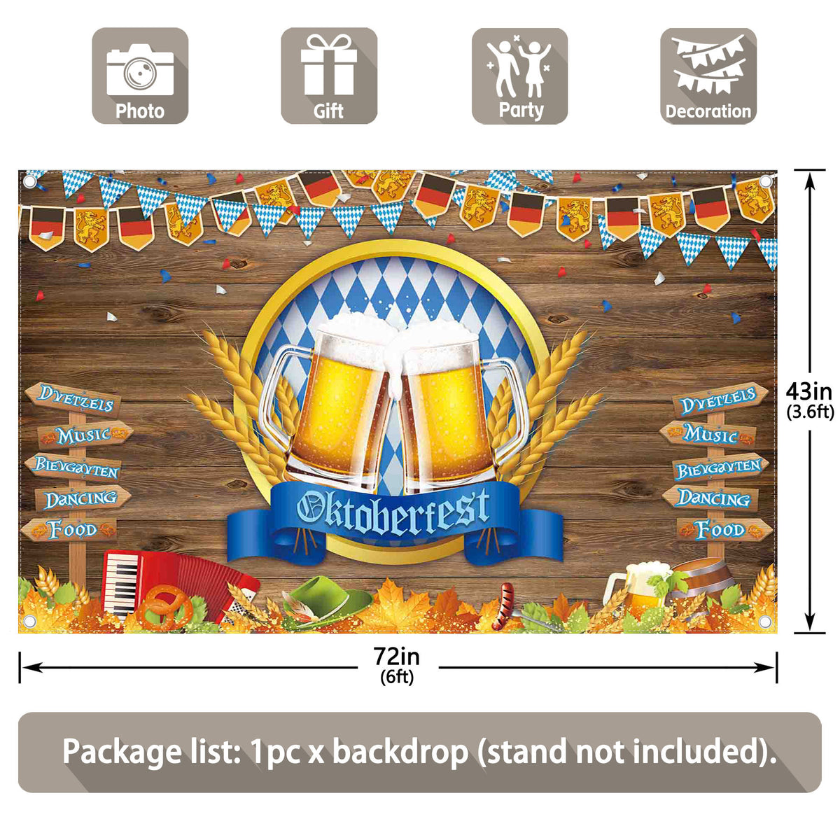 Oktoberfest  Cheers Beers Theme Backdrop(FAST)