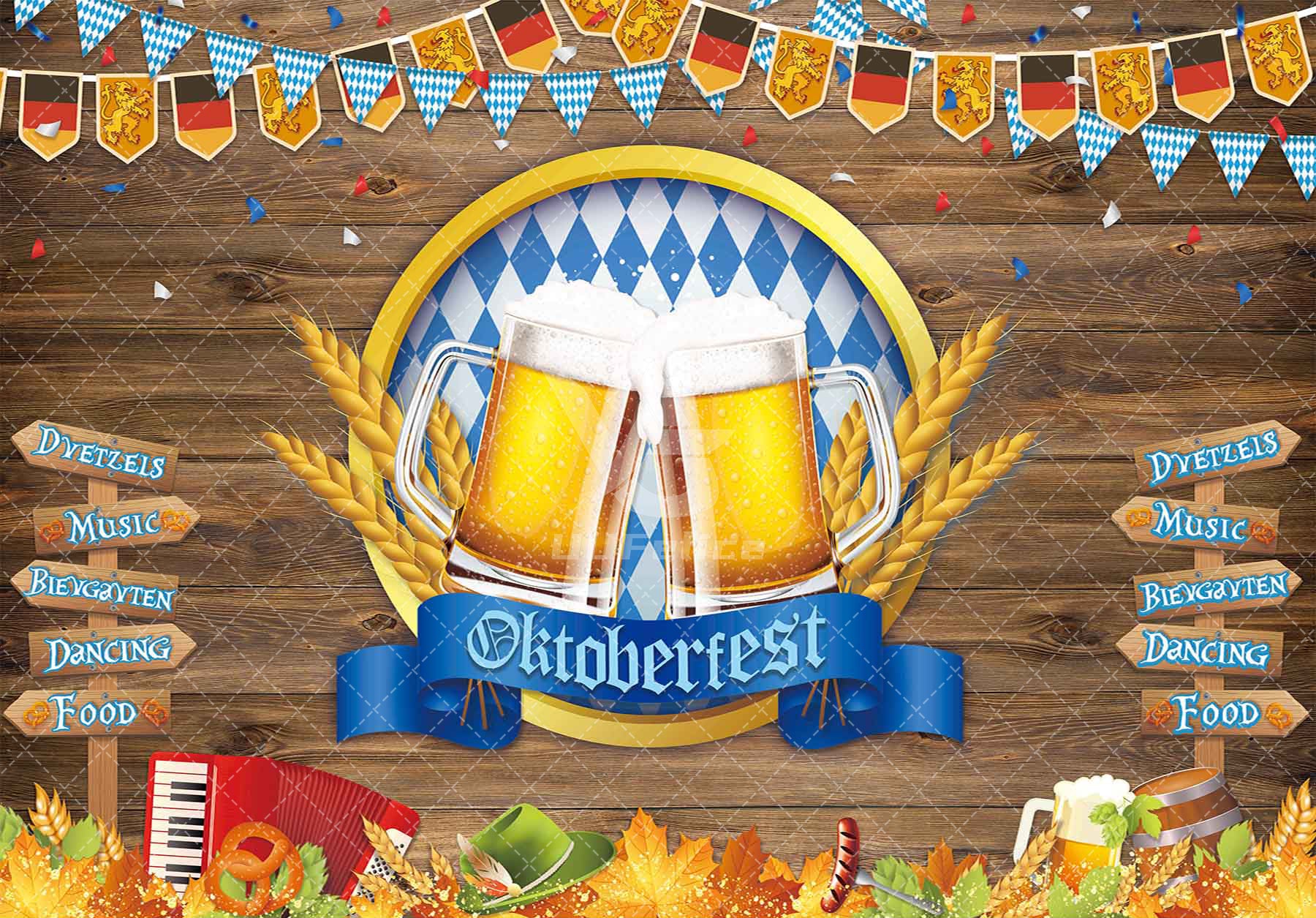 Oktoberfest  Cheers Beers Theme Backdrop(FAST)