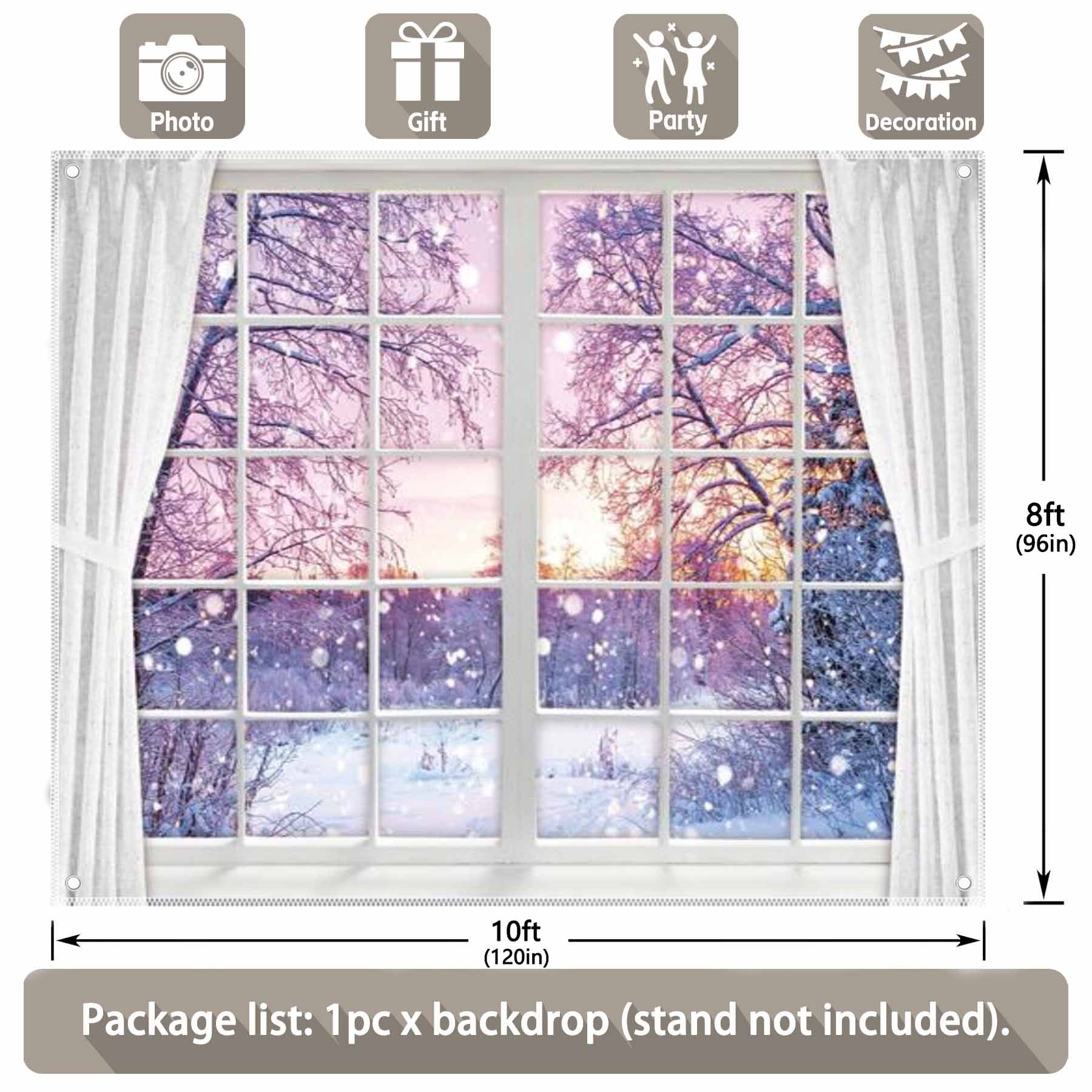 Winter Window Scenery Snow Forest Landscape Backdrop - UUFelice Studio