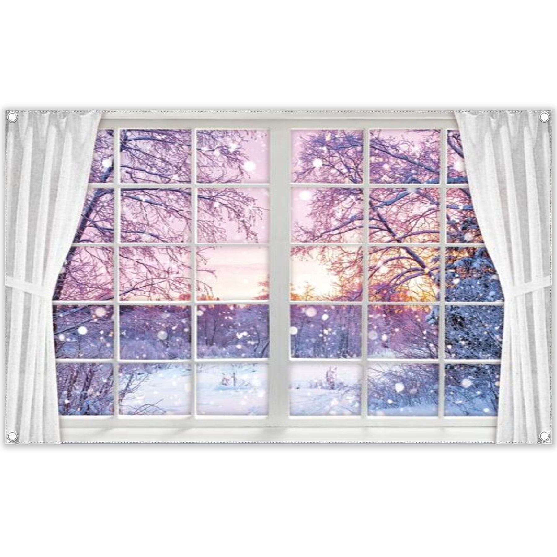 Winter Window Scenery Snow Forest Landscape Backdrop - UUFelice Studio