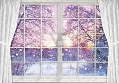 Winter Window Scenery Snow Forest Landscape Backdrop - UUFelice Studio