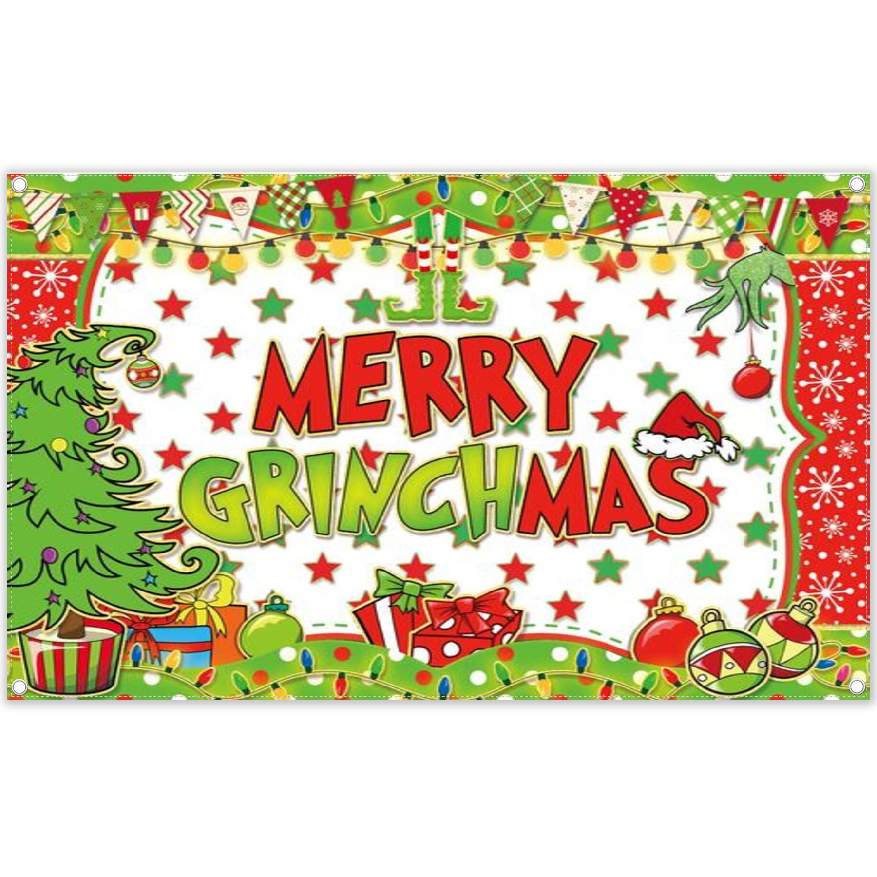 Christmas Merry Xmas Gift Santa Tree Backdrop