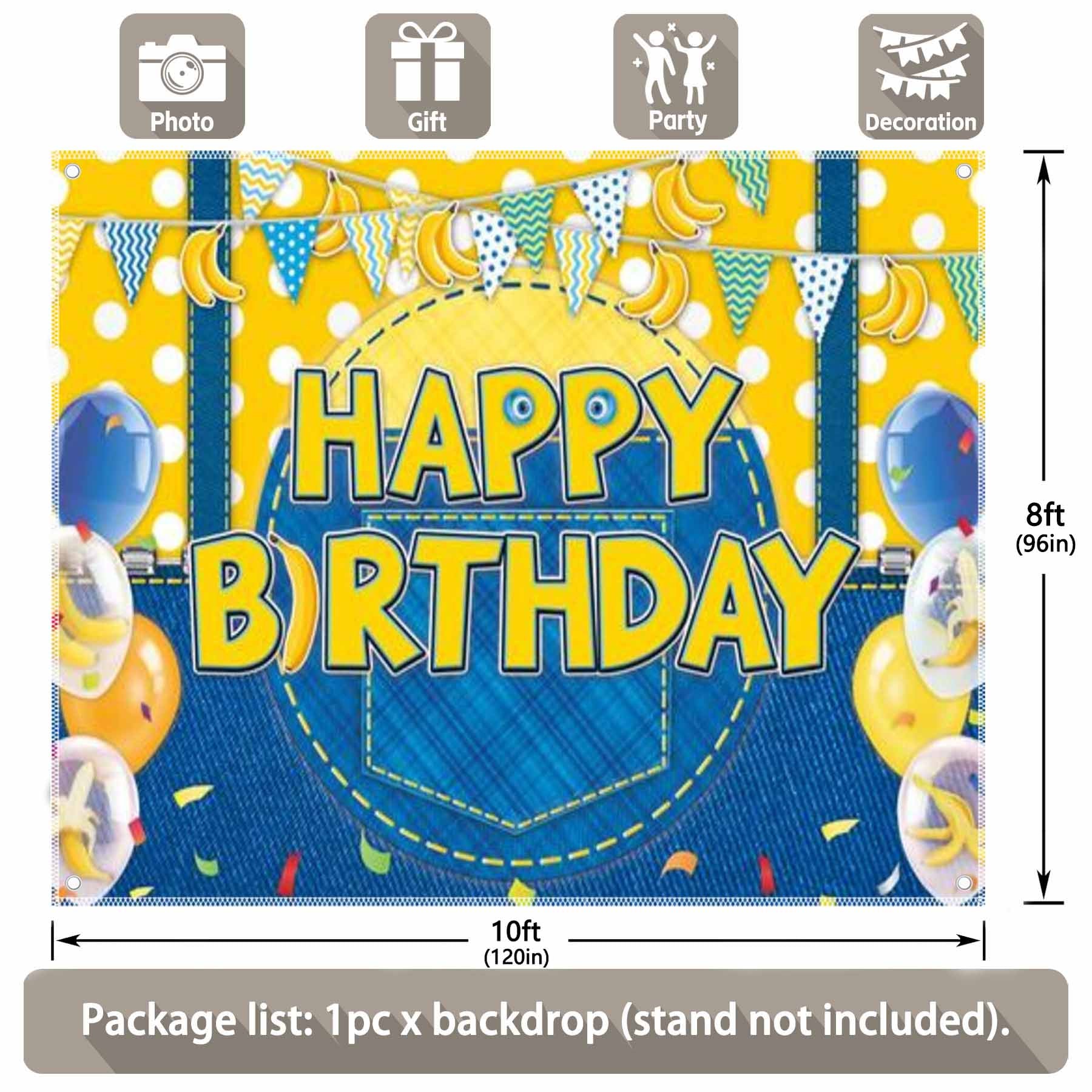 Yellow Jeans Cartoon Happy Birthday Backdrop - UUFelice Studio