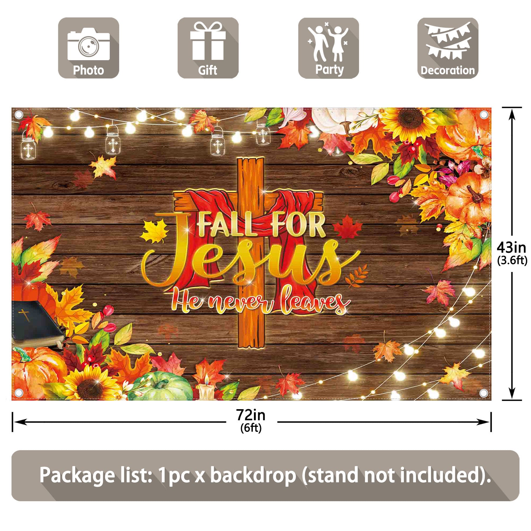 Fall for Jesus He Never Leaves Autumn Thanksgiving Background(FAST)