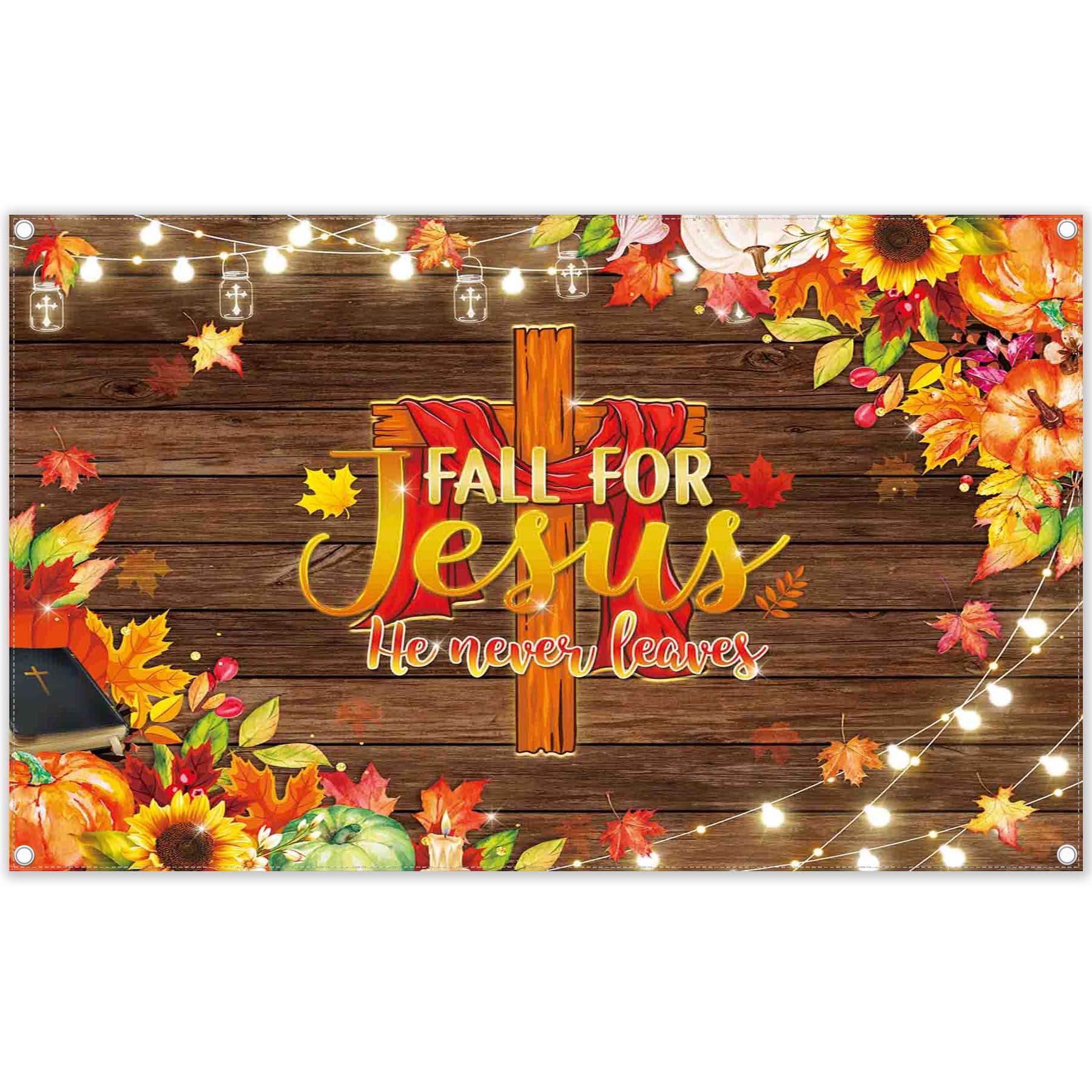 Fall for Jesus He Never Leaves Autumn Thanksgiving Background(FAST)