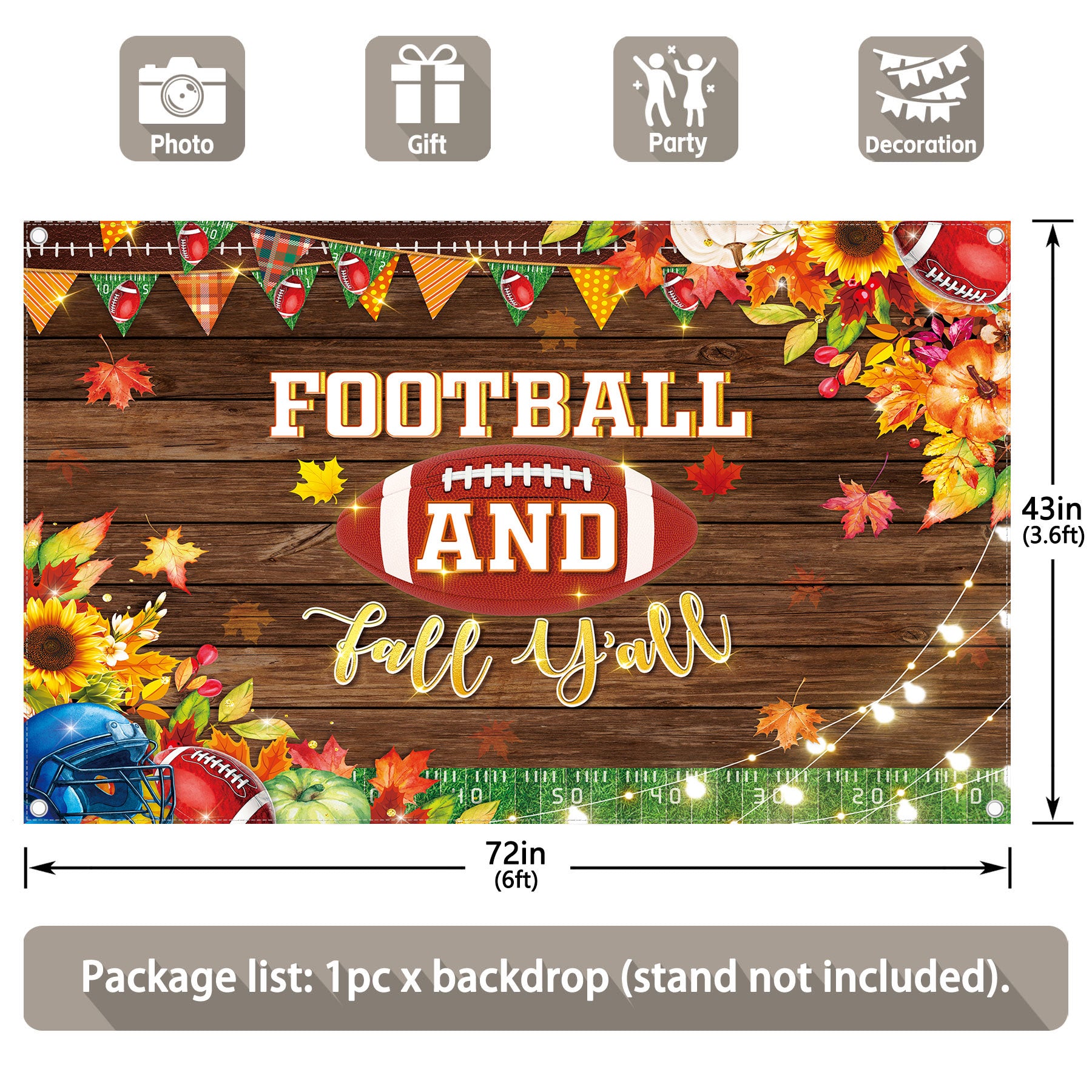 Fabric Football and Fall Y'all Autumn Football Game Backdrop(FAST)