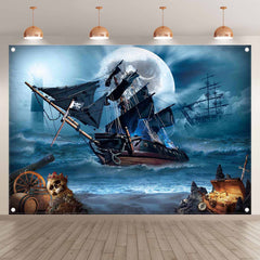 Pirate Halloween Nautical Adventure Seascape Backdrop(FAST)