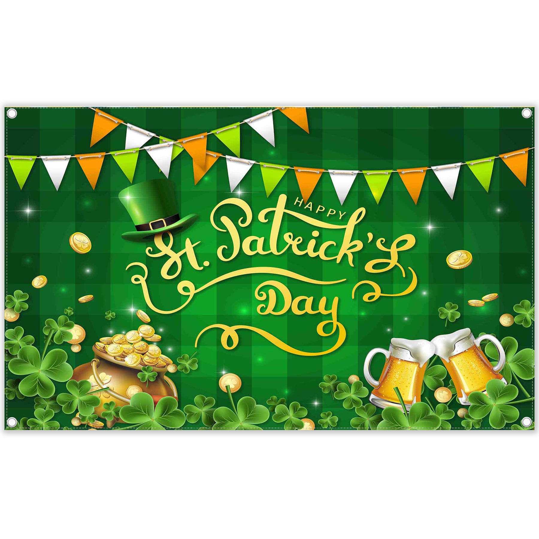 St. Patrick's Day Polyester Green Shamrock Background - UUFelice Studio