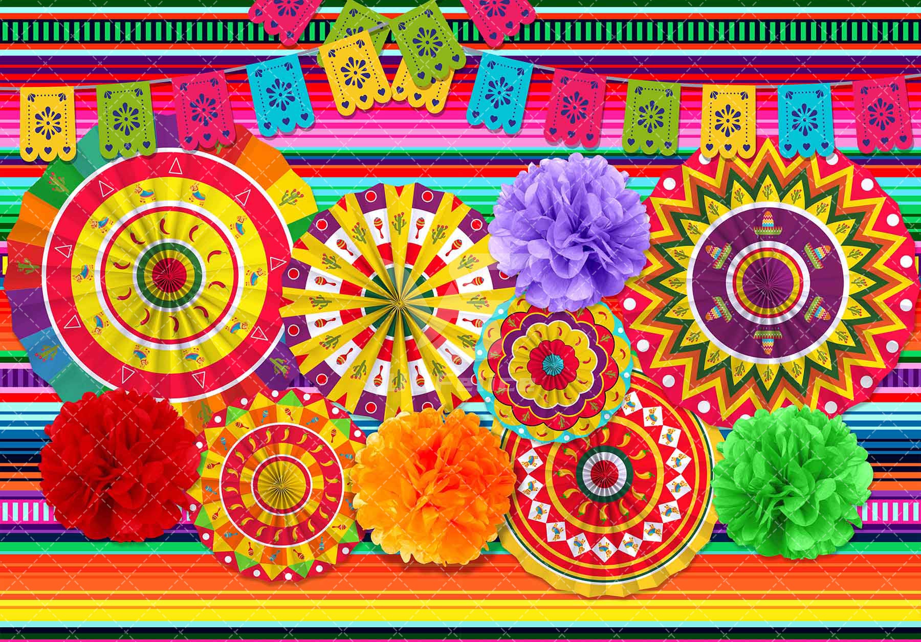 Fabric Mexican Fiesta Theme Cinco De Mayo Background(FAST) - UUFelice Studio