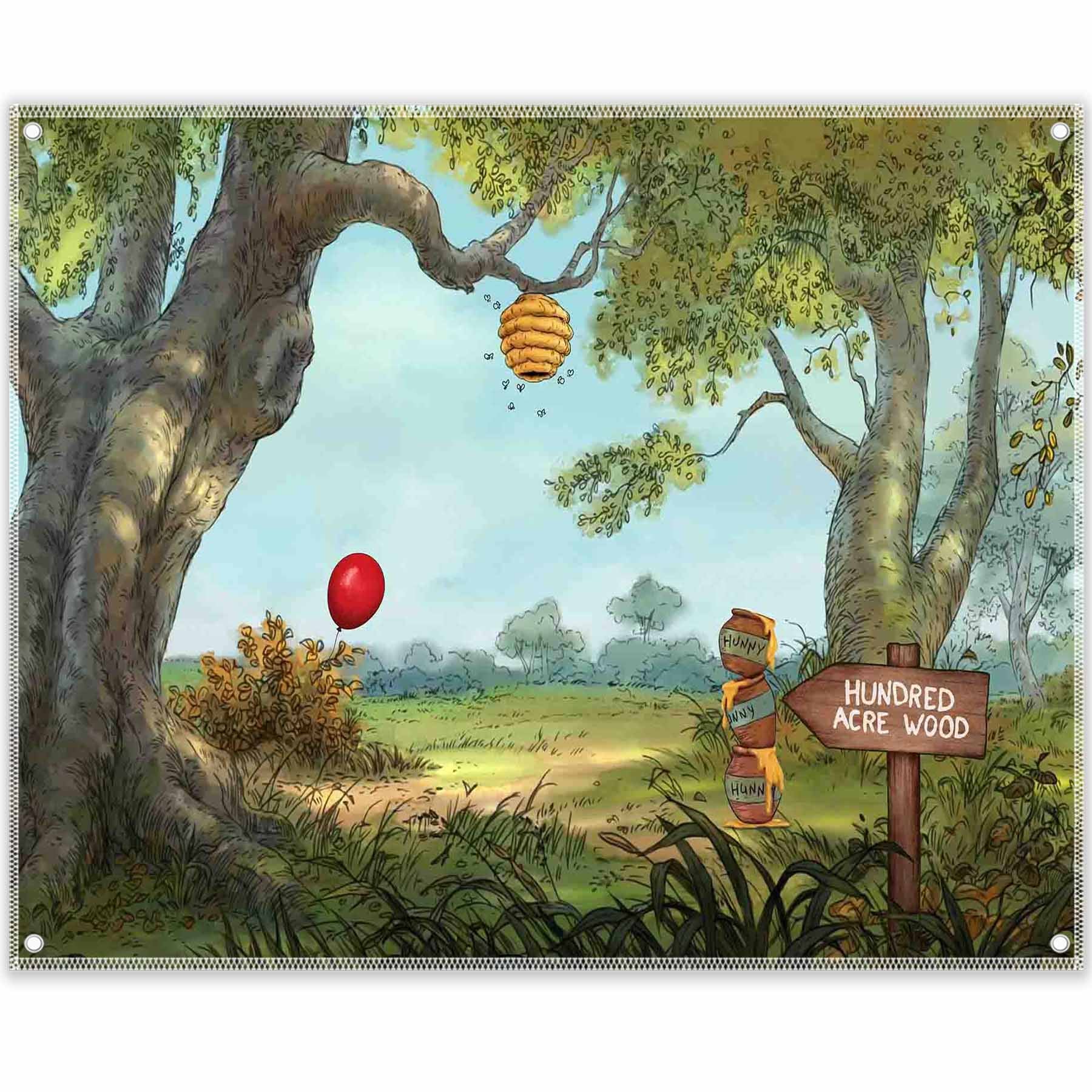 Hunny Cartoon Spring Forest  Sweet Honey Bear Background - UUFelice Studio