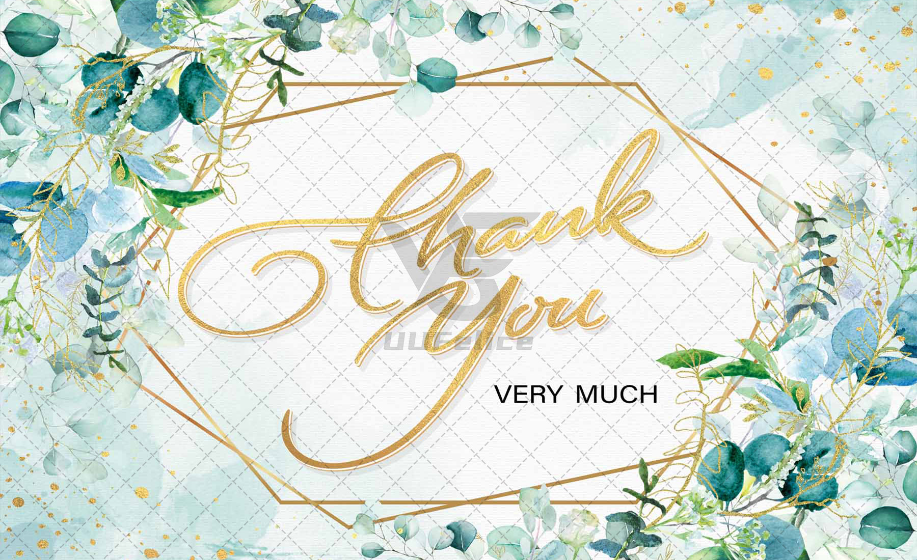 1pc, 72x43inch/96x60inch, Green Golden Leaves Thank You Polyester Photography Backdrop, Thanks For Teachers Nurses Doctors Staff Appreciation Background, Sprinkle Golden Greenery Dots Employee Retirement Wedding Birthday Party Gifts Decorations, Photo Boo - UUFelice Studio