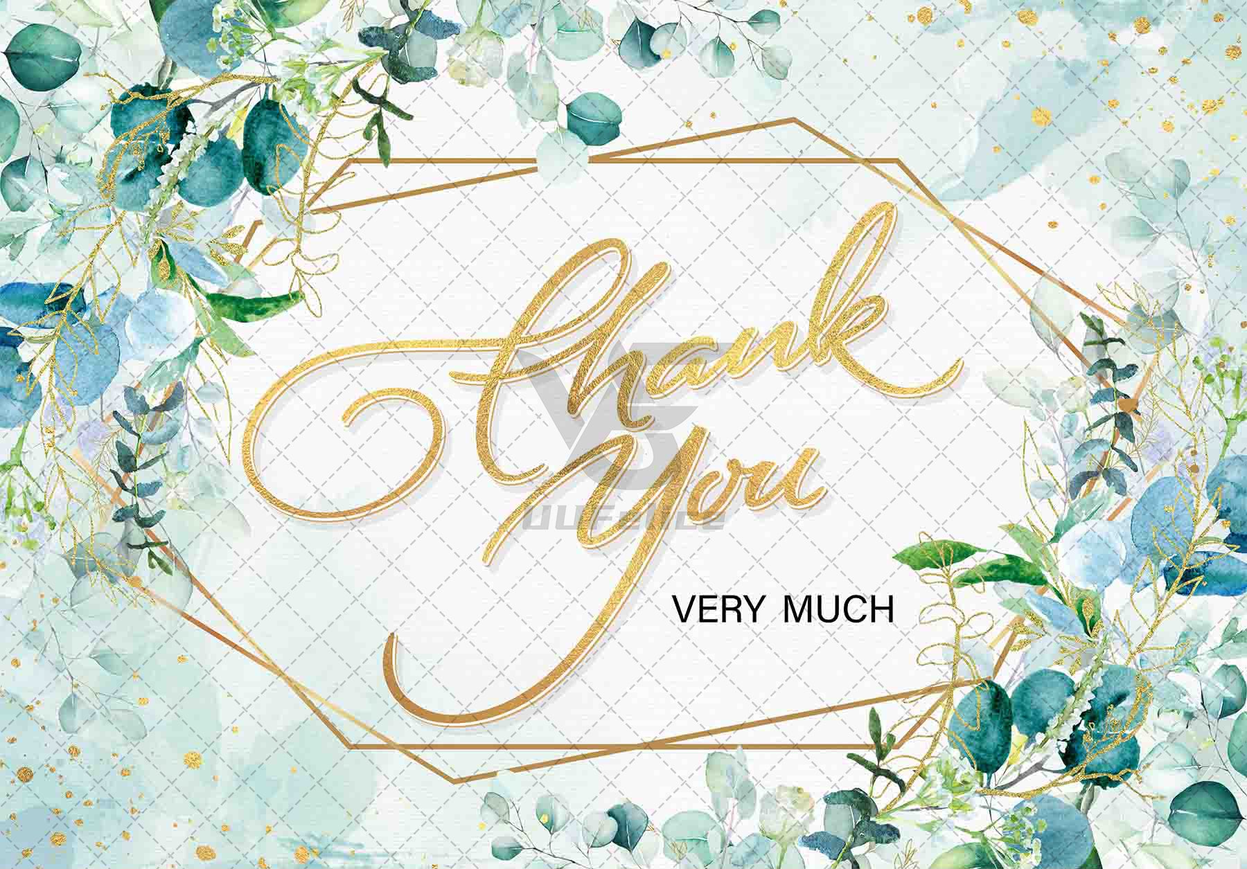 1pc, 72x43inch/96x60inch, Green Golden Leaves Thank You Polyester Photography Backdrop, Thanks For Teachers Nurses Doctors Staff Appreciation Background, Sprinkle Golden Greenery Dots Employee Retirement Wedding Birthday Party Gifts Decorations, Photo Boo - UUFelice Studio