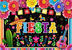 1pc, 72x43inch/96x60inch,Mexican Fiesta Polyester Photography Backdrop, Cinco De Mayo Colorful Flags Floral Background, Mexico Carnival Birthday Wedding Party Gifts Decorations, Photo Booth Banner Supplies, Drilled Holes At The Four Corners For Easy Hangi - UUFelice Studio