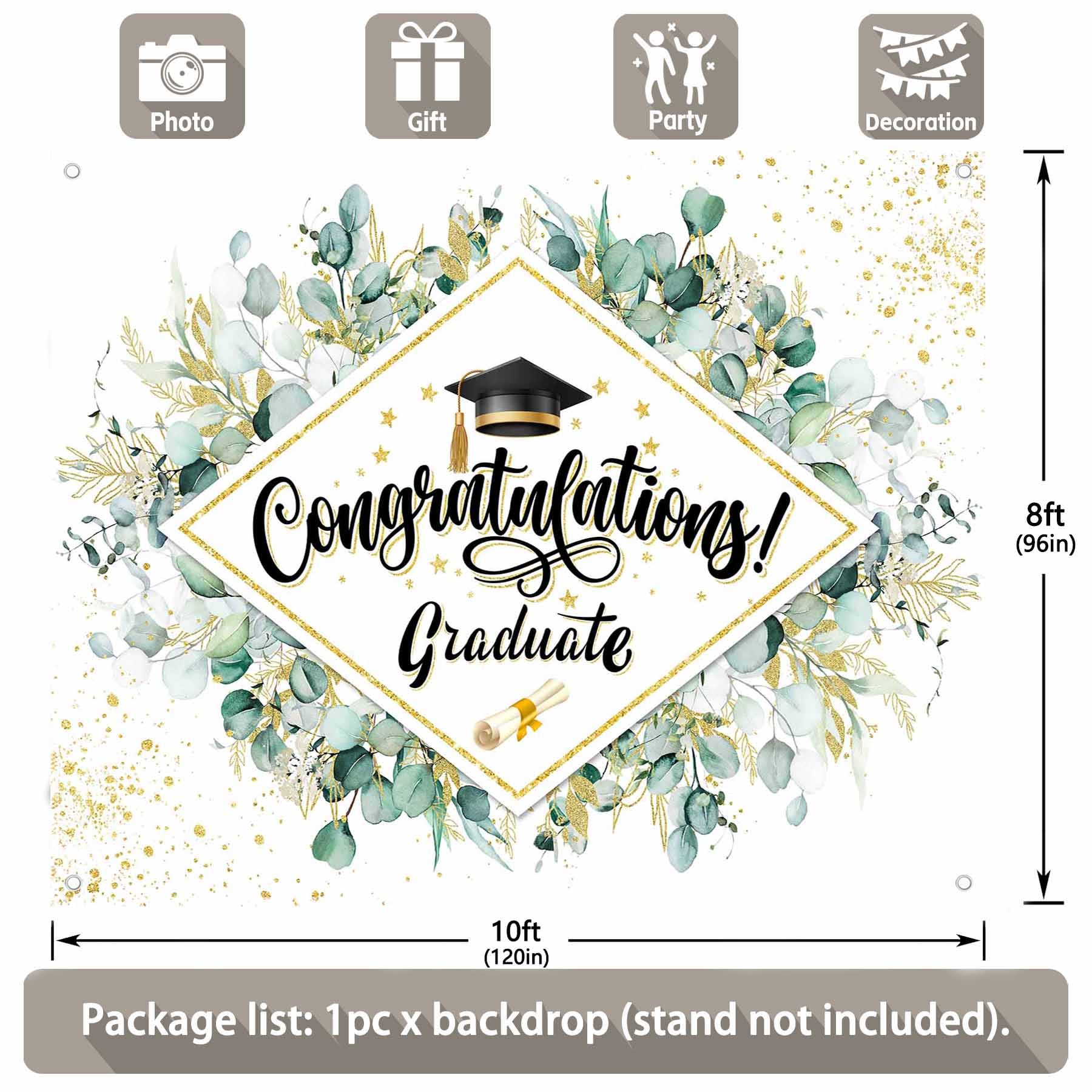 Greenery Leaves Graduation Congraduations Backdrop(FAST)