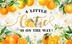 A Little Cutie is On The Way Orange Baby Shower Backdrop