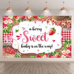 Strawberry Baby Shower A Berry Sweet Baby is On The Way Background(FAST)