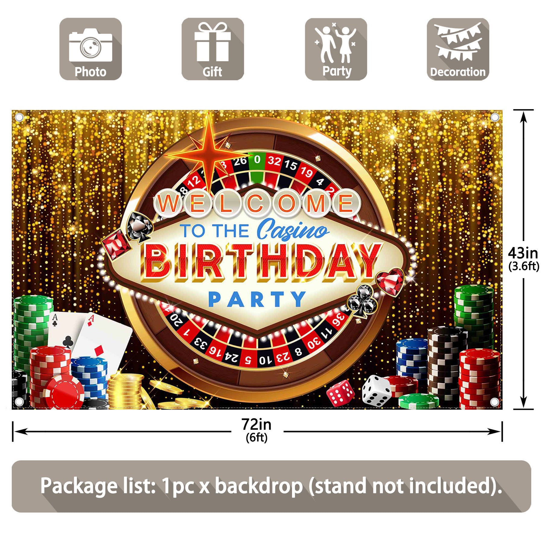 Casino Birthday , Las Vegas Casino Night Background(FAST) - UUFelice Studio