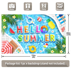 Hello Summer Hawaiian Pool Party Tropical Background(FAST)