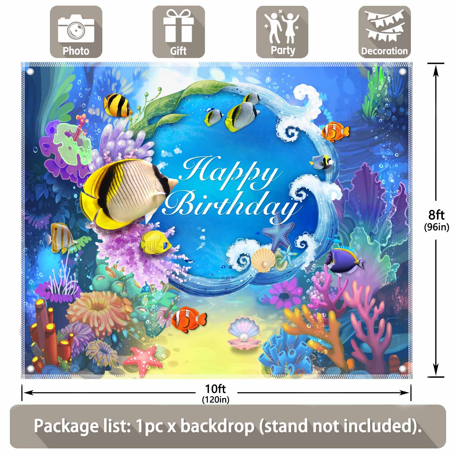 Summer Under The Sea Happy Birthday  Backdrop - UUFelice Studio