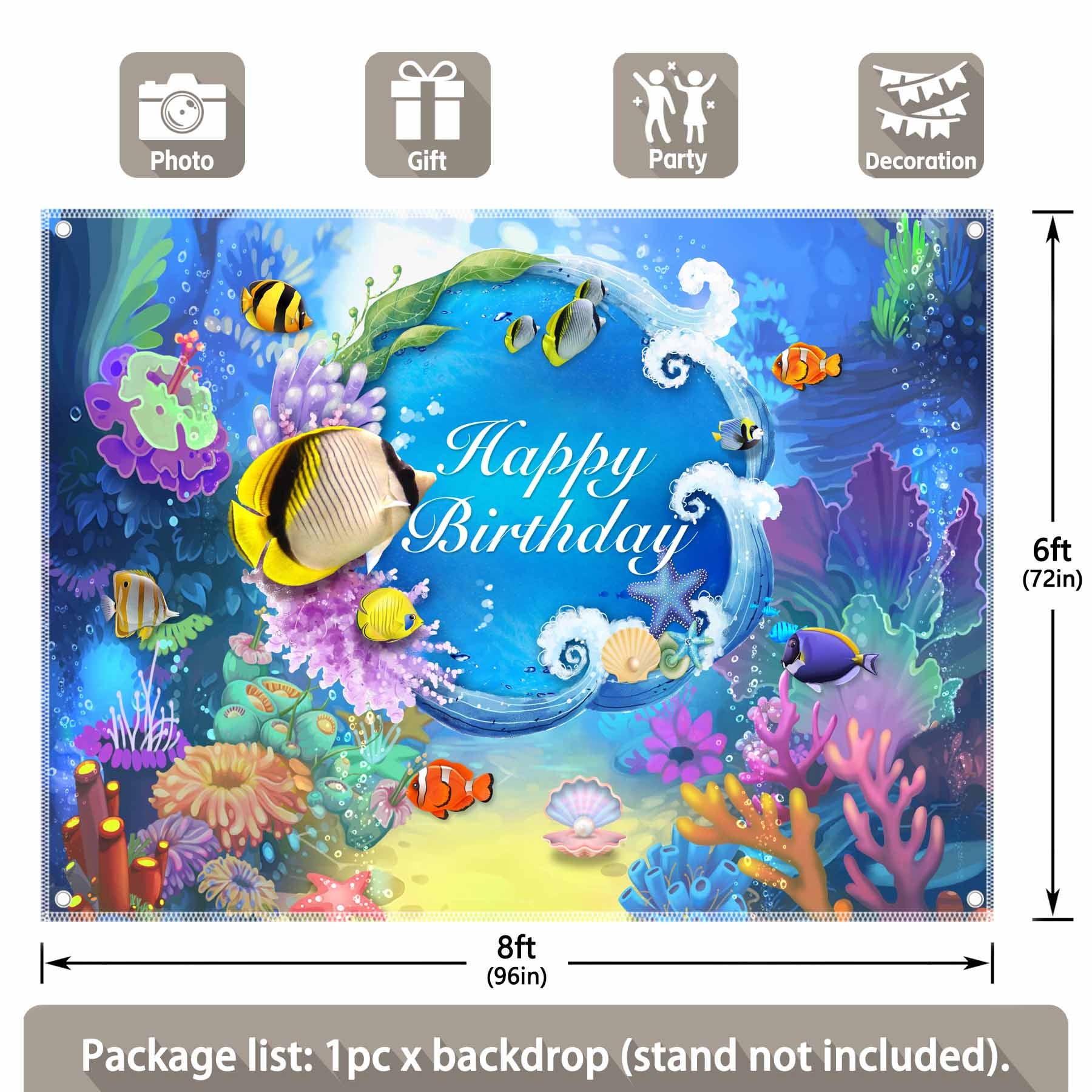 Summer Under The Sea Happy Birthday  Backdrop - UUFelice Studio