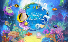 Summer Under The Sea Happy Birthday  Backdrop - UUFelice Studio