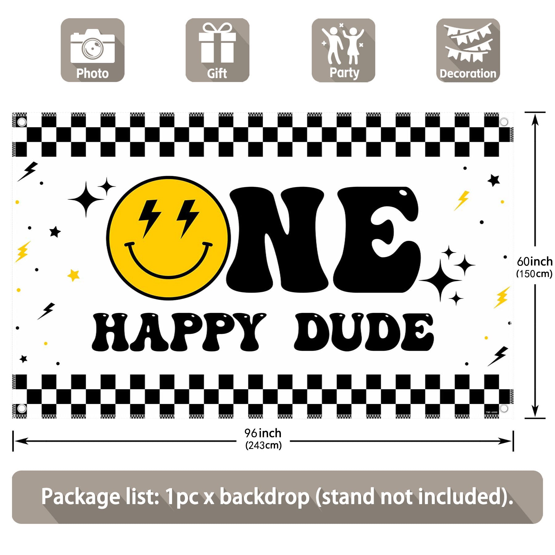 One Happy Dude Smiley Face Theme  Backdrop(FAST)