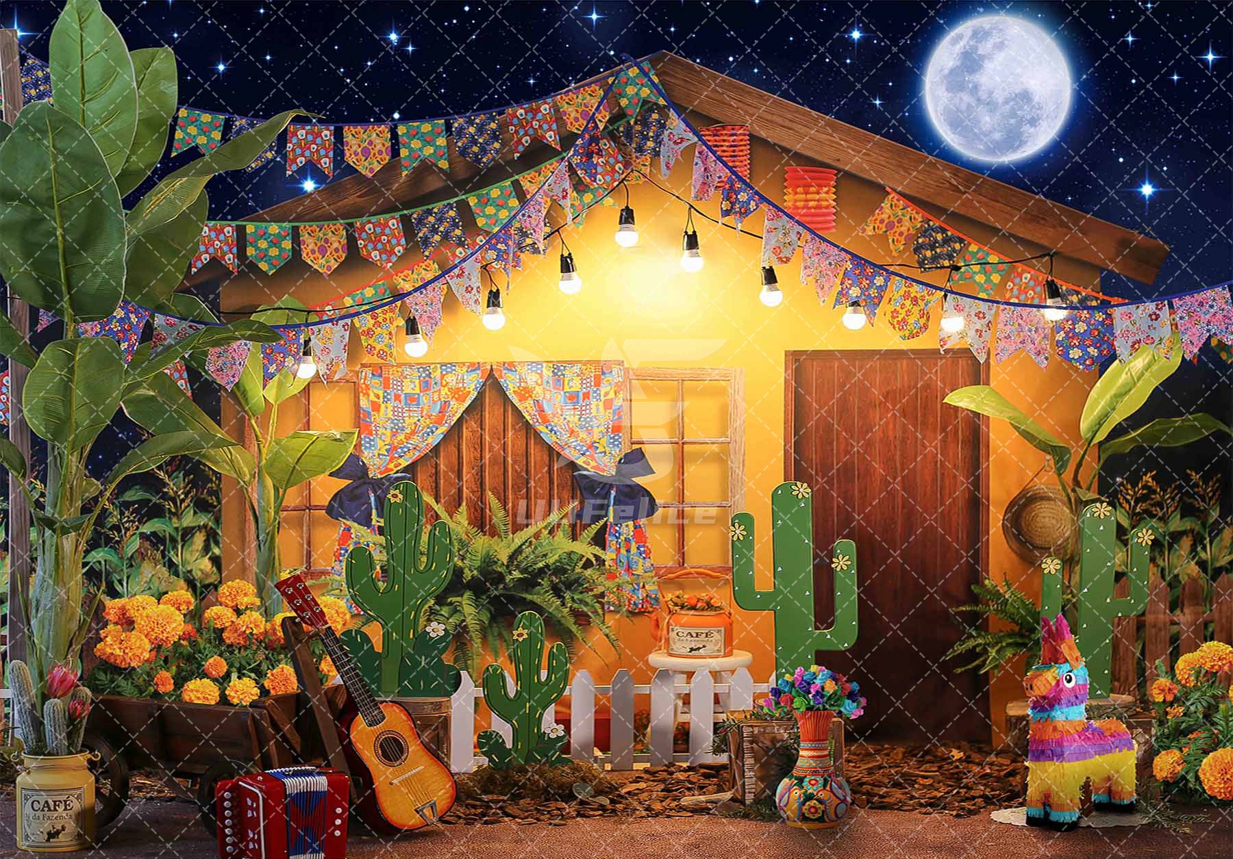 Mexican Fiesta Kids Birthday, Baby Shower Backdrop - UUFelice Studio