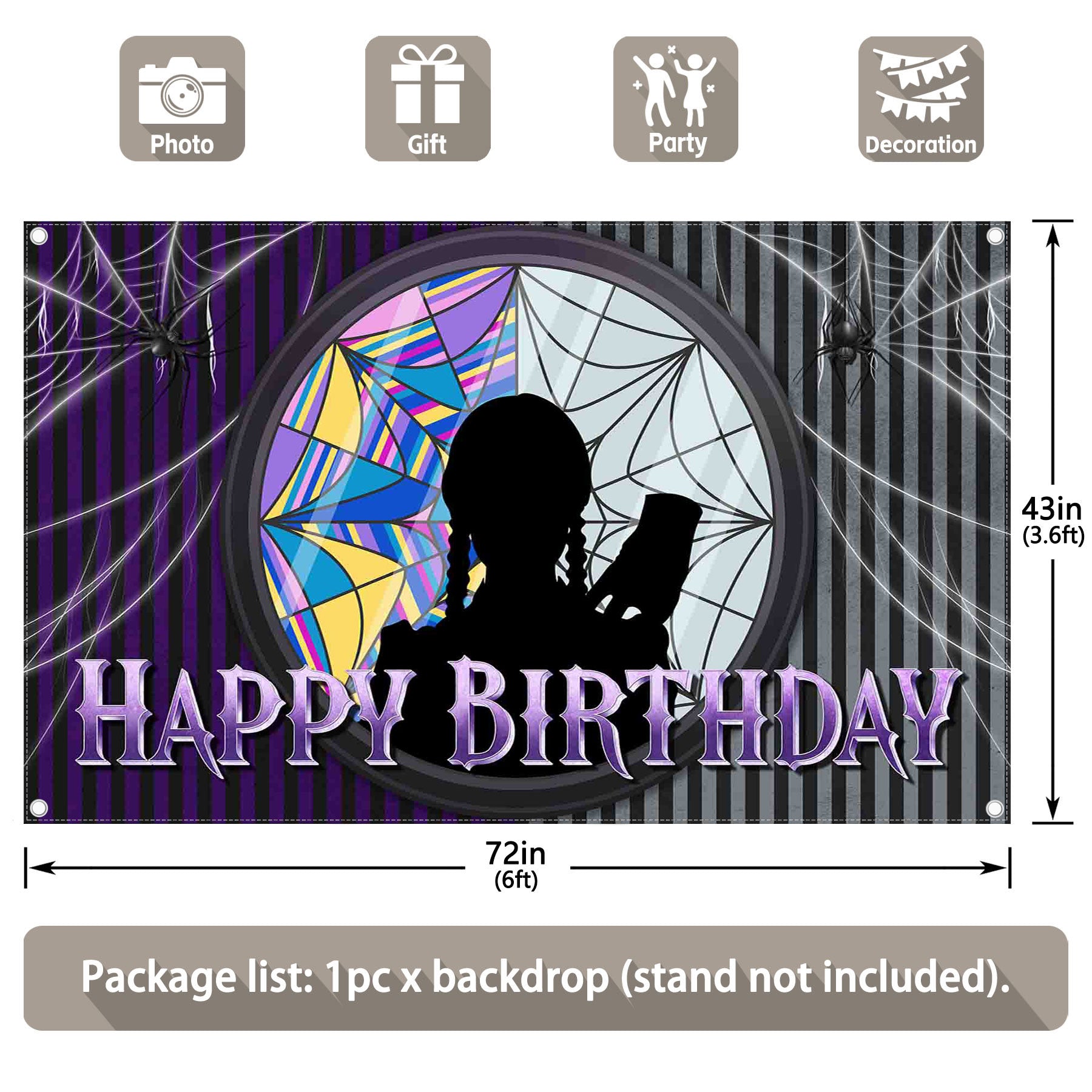 Spider Web Birthday Gothic Window Scary Backdrop(FAST) - UUFelice Studio