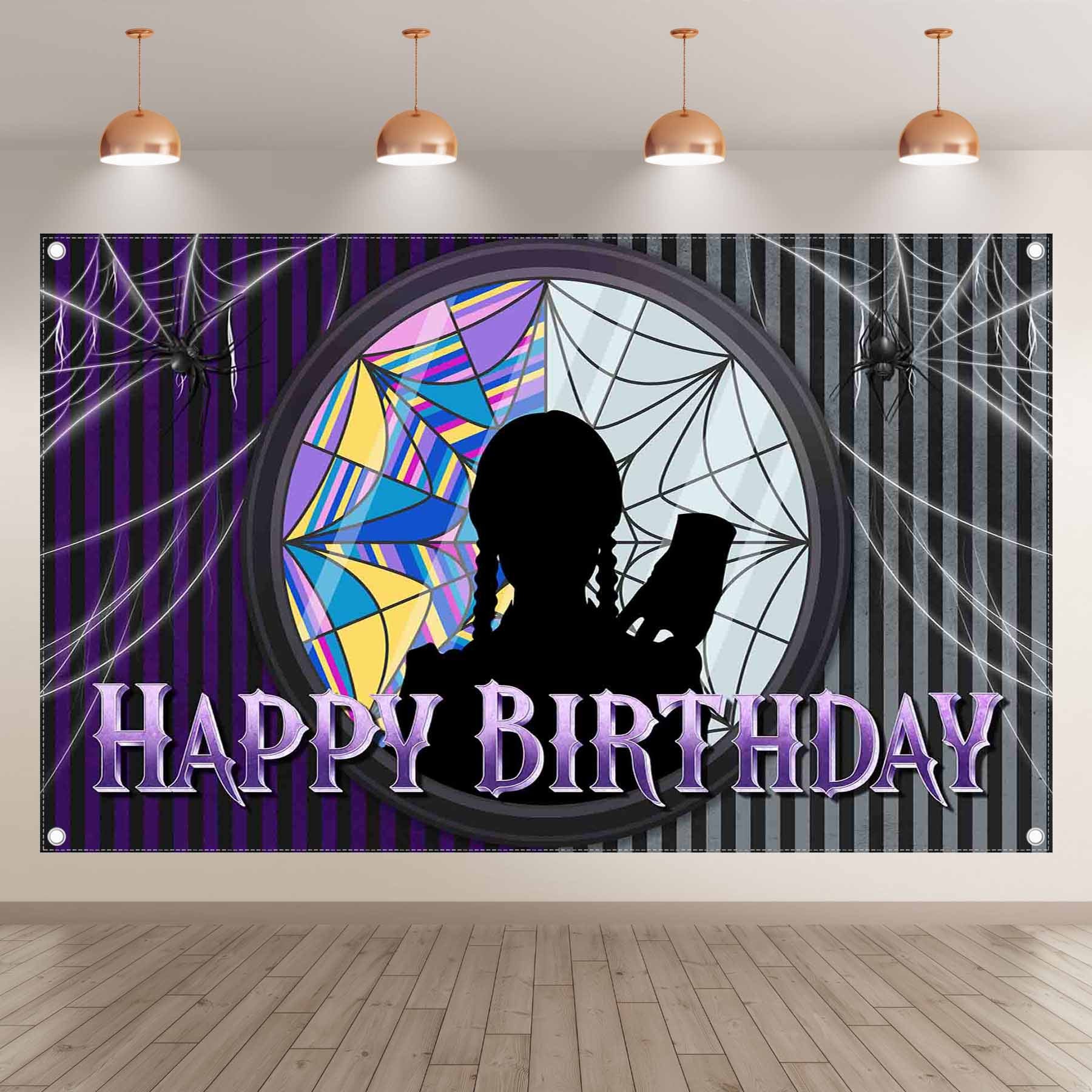 Spider Web Birthday Gothic Window Scary Backdrop(FAST) - UUFelice Studio