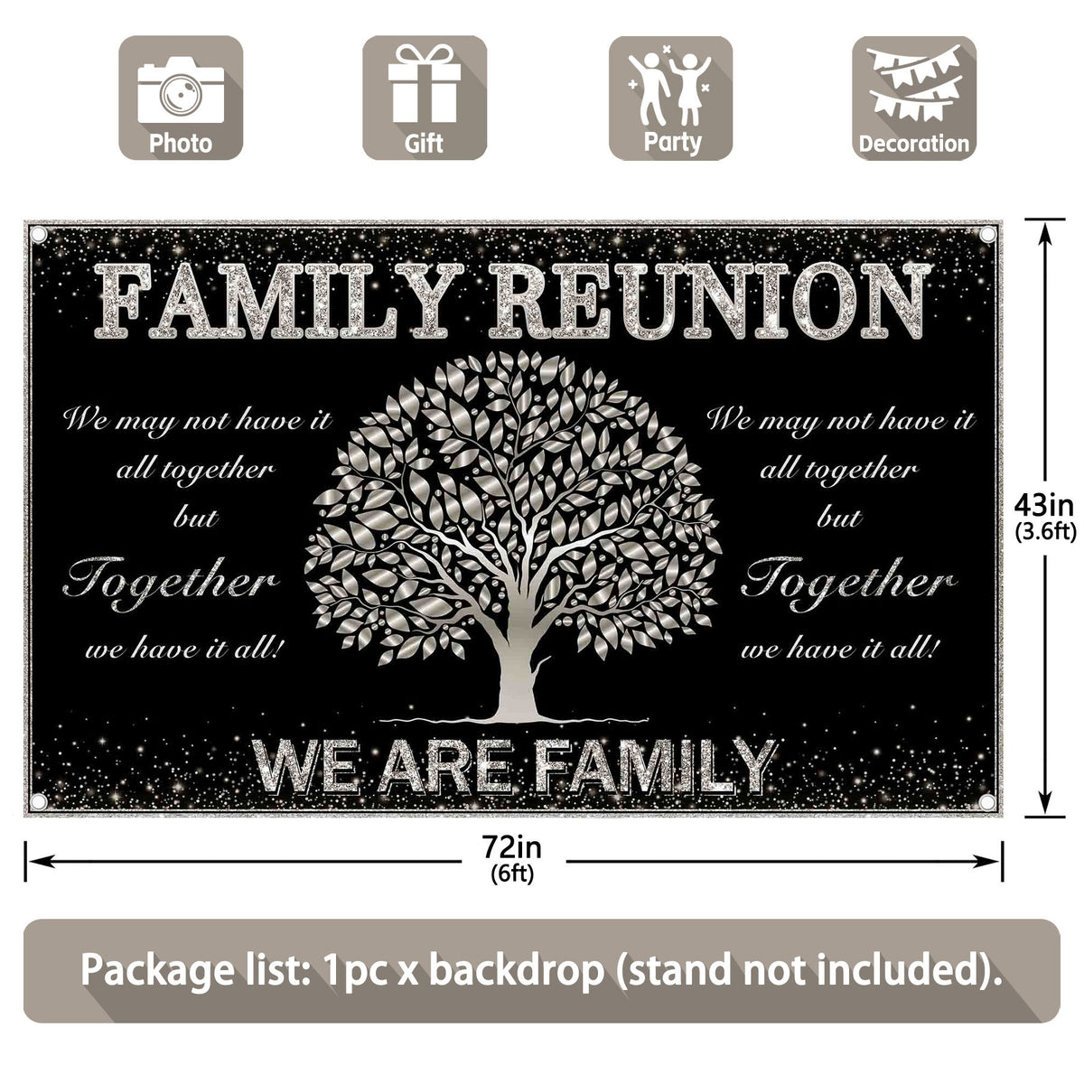 Family Reunion Backdrop Family Tree Members Backdrop(FAST)