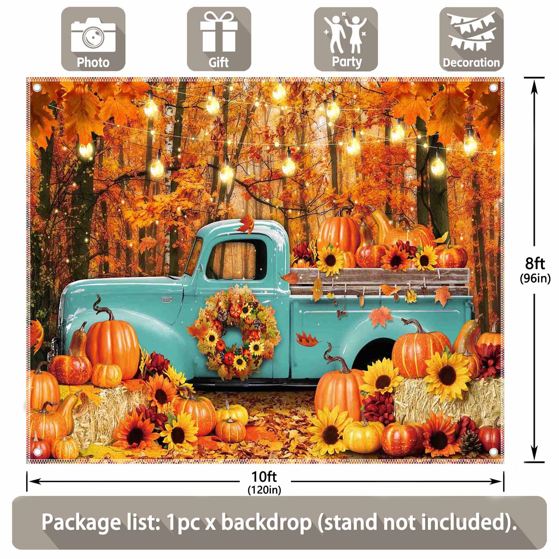 Fall Forest Blue Truck Autumn Backdrop(FAST)