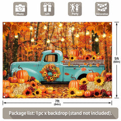 Fall Forest Blue Truck Autumn Backdrop(FAST)