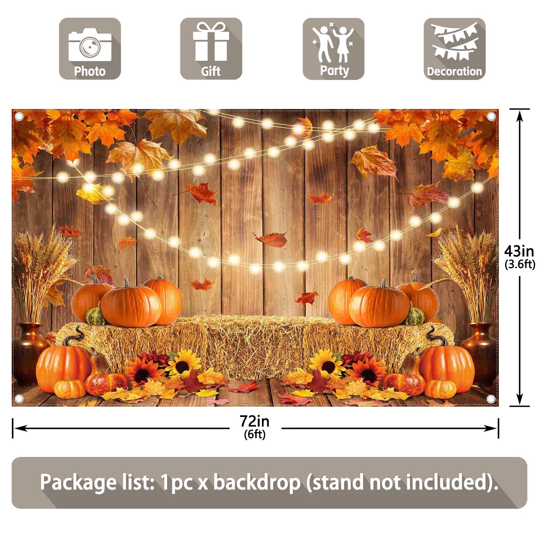 Fall Thanksgiving Rustic Wooden Background - UUFelice Studio