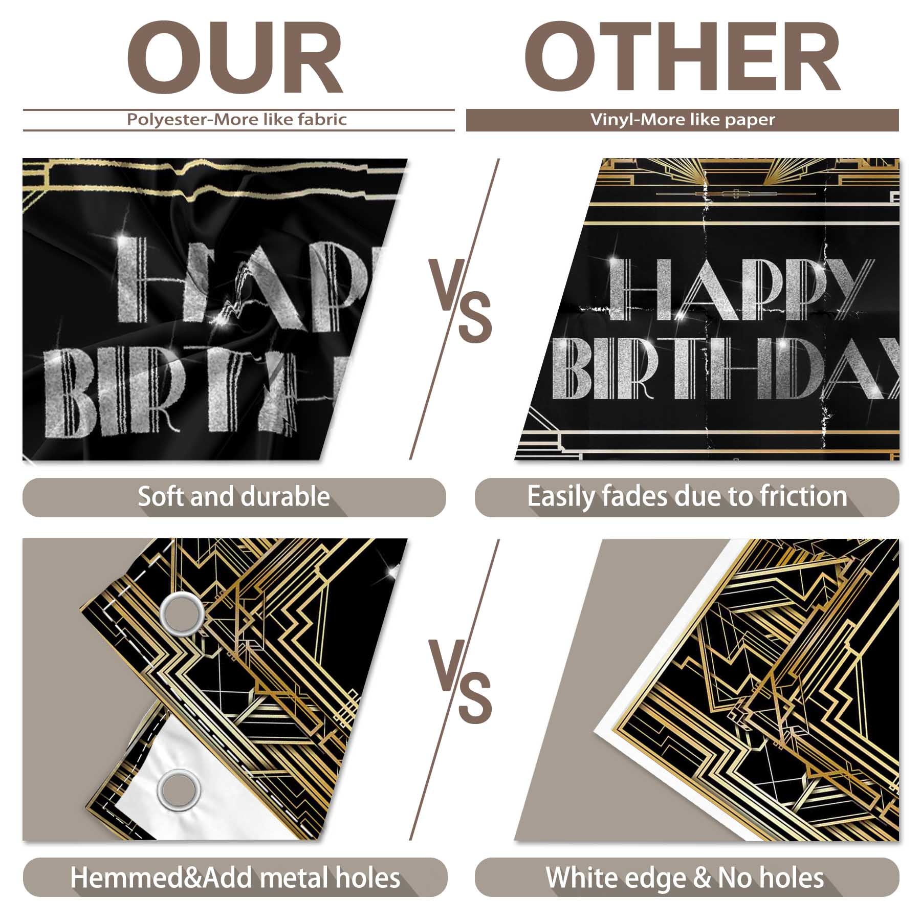 Happy Birthday Black and Gold Roaring 20s Art Background