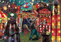 Horriable Circus Clown Ghost Backdrop