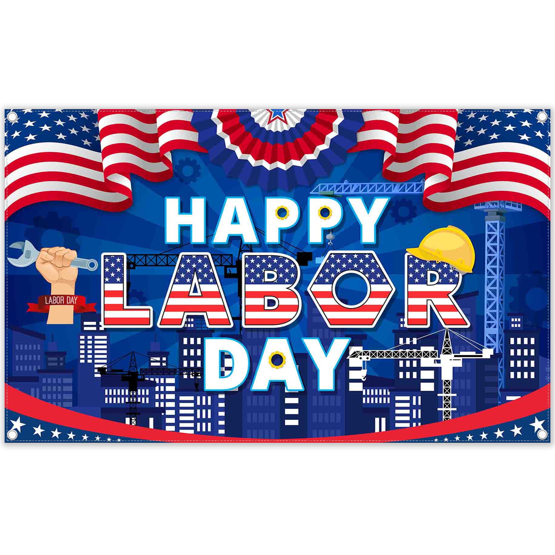 Happy Labor Day American Flags Stars Stripes Background(FAST)