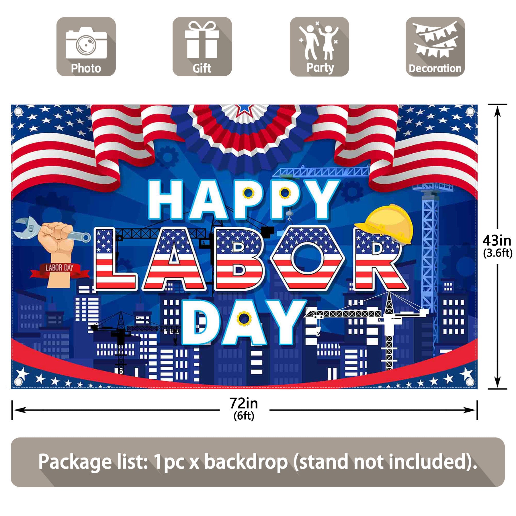 Happy Labor Day American Flags Stars Stripes Background(FAST)