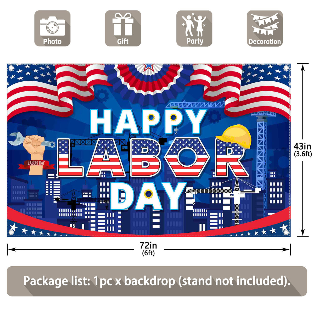 Happy Labor Day American Flags Stars Stripes Background(FAST)