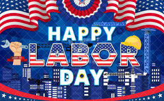 Happy Labor Day American Flags Stars Stripes Background(FAST)