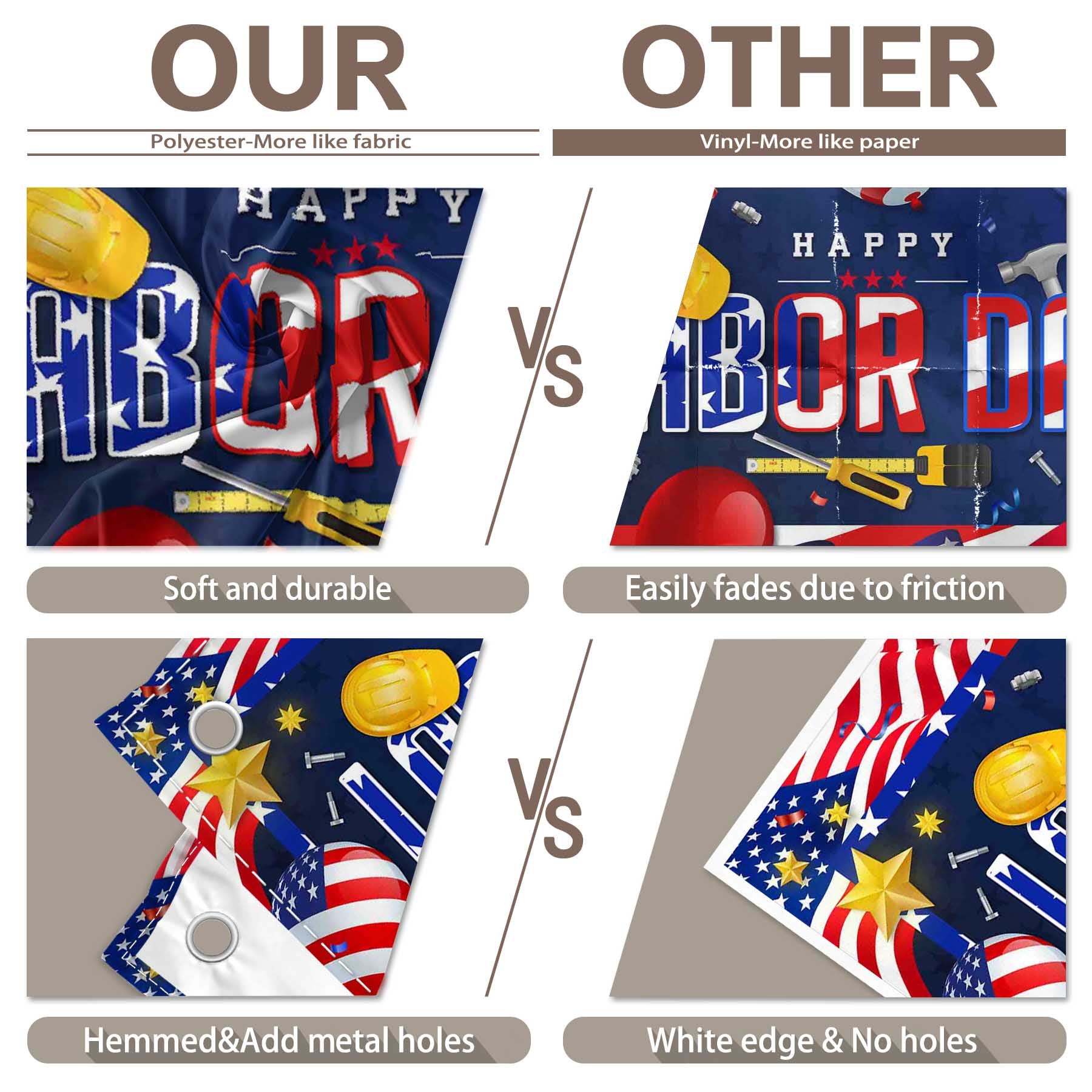 Happy Labor Day American Stars and Stripes Flag Backdrop(FAST)