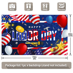 Happy Labor Day American Stars and Stripes Flag Backdrop(FAST)